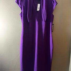 New York & Company Purple Cap Sleeve Midi Dress